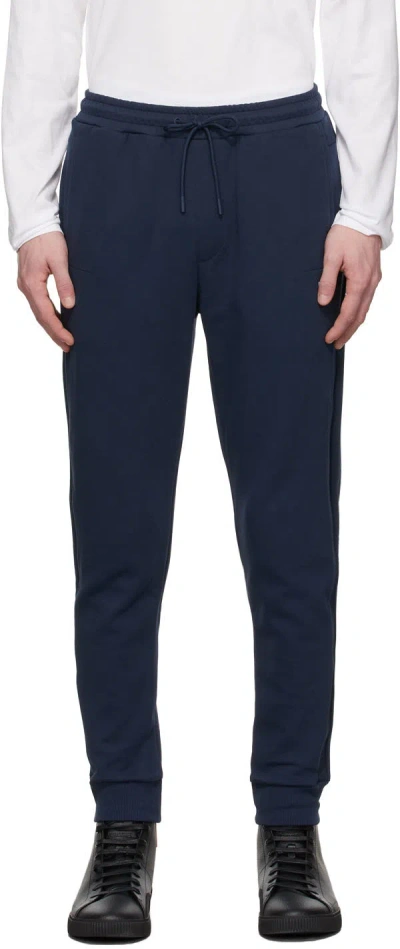 Hugo Boss Navy Logo Tape Tracksuit Lounge Pants In 410 Navy