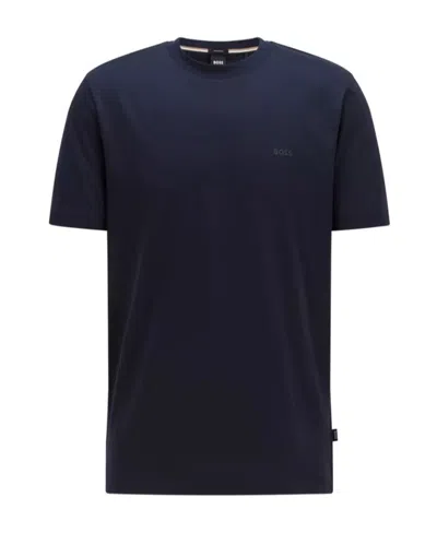 Hugo Boss Navy Blue Plain Knitted T-shirt In Black