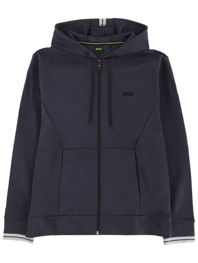 HUGO BOSS MEN NAVY BLUE SOLID HOOD SWEATSHIRT