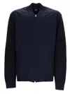 Hugo Boss Navy Blue Solid Mock Collar Jacket In Navy Blue