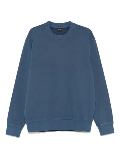 Hugo Boss Navy Blue Sweatshirt With Embroidered Logo