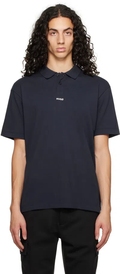 Hugo Boss Navy Bonded Polo In 405-dark Blue