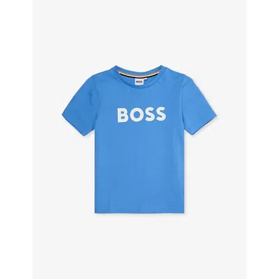 Hugo Boss Kids' Brand-print Crew-neck Cotton-jersey T-shirt 4-16 Years Navy