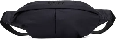 Hugo Boss Navy Coated Canvas Belt Bag In 402-dark Blue