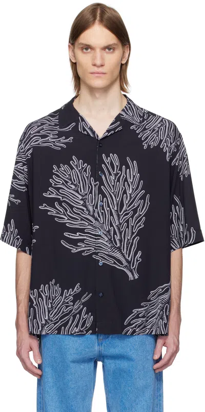 Hugo Boss Navy Graphic Shirt In 404-dark Blue
