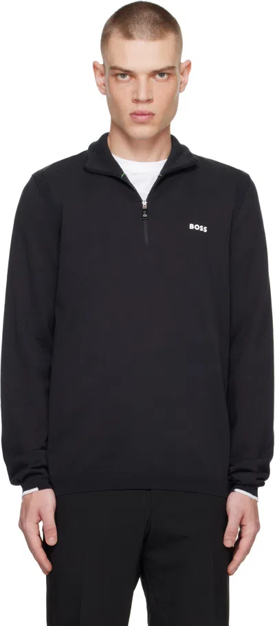 Hugo Boss Navy Half-zip Jumper In 402-dark Blue