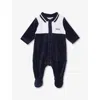 Hugo Boss Navy Logo-brand Colour-block Fleece Babygrow 1-9 In Blue