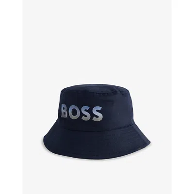 Hugo Boss Kids' Logo Cotton Bucket Hat In Black