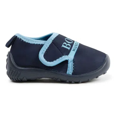 Hugo Boss Kids' Navy Logo Crib Shoes In Blue