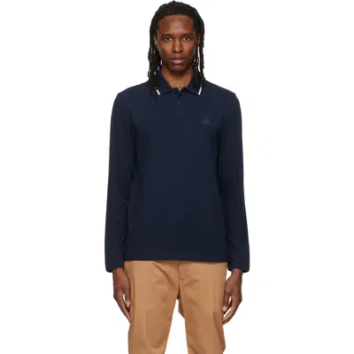 Hugo Boss Navy Logo Patch Polo In Blue