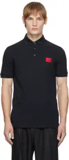 Hugo Boss Slim-fit Polo Shirt With Red Logo Label In 405 Dark Blue