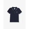 Hugo Boss Logo-print Striped-trims Cotton Polo Top 3 Months-3 Years Navy In Blue