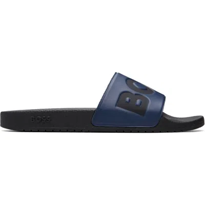 Hugo Boss Navy Logo Slides In Blue