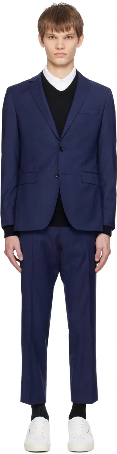 Hugo Boss Navy Notched Lapel Suit In Dark Blue