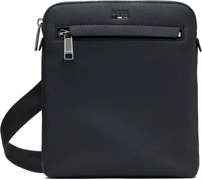 Hugo Boss Navy Pebble-grained Faux-leather Bag In Blue