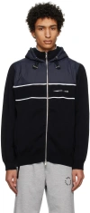 Hugo Boss Porsche X Boss Hybrid Hooded Jacket With Striped Trims In Dark Blue 404