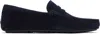 Hugo Boss Navy Portuguese-crafted Suede Loafers In 401-dark Blue