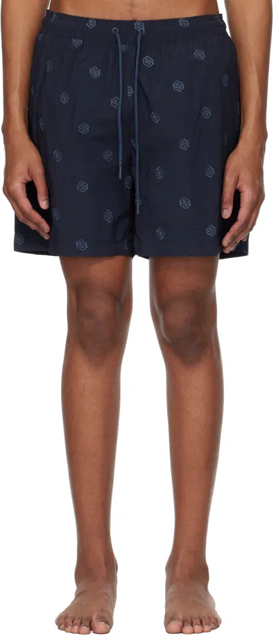 Hugo Boss Navy Quick-dry Swim Shorts In 412-navy
