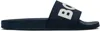 Hugo Boss Navy Raised Logo Pool Slides In 405-dark Blue