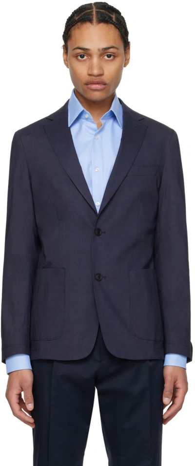 Hugo Boss Navy Slim-fit Blazer In 404-dark Blue