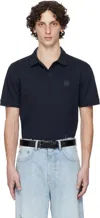 Hugo Boss Navy Slim-fit Stretch-cotton Logo Patch Polo