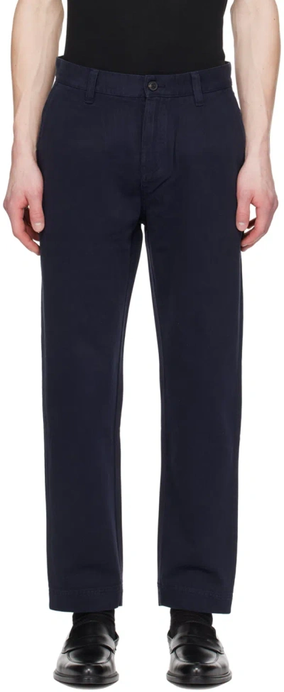 Hugo Boss Navy Tapered-fit Trousers In 405-dark Blue