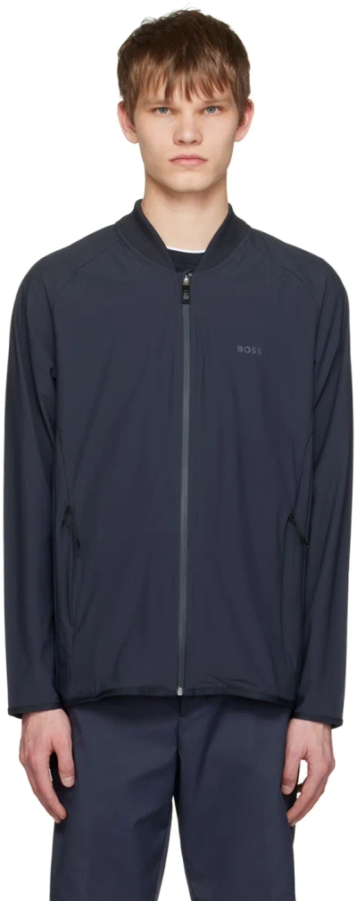 Hugo Boss Navy Zip Jacket In 402 Dark Blue