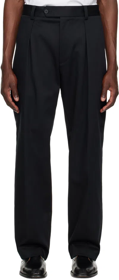 Hugo Boss Navy Zip Stretch Cotton Trousers In Black