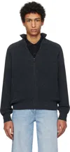 Hugo Boss Navy Zip Sweater In 404-dark Blue