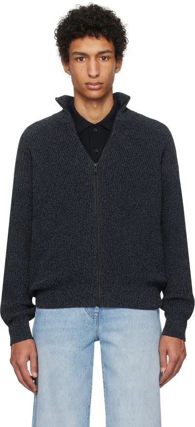 Hugo Boss Navy Zip Sweater In 404-dark Blue