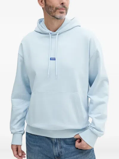 Hugo Boss Nazardo Logo-patch Hoodie In Blue