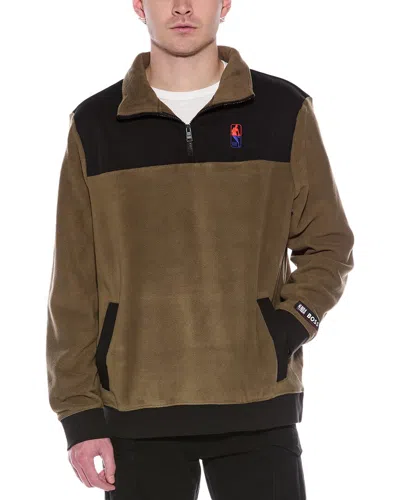 Hugo Boss Nba Fleece 1/4-zip Pullover In Green