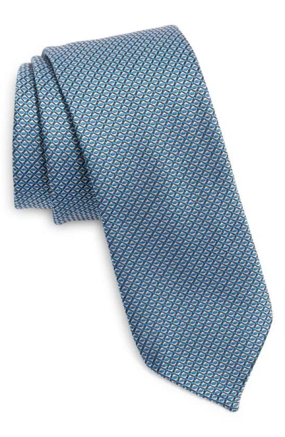 Hugo Boss Neat Geometric Tie In Dark Blue