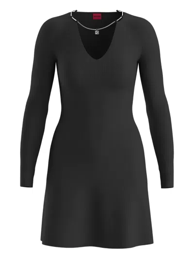 Hugo Boss Necklace-detail Mini Dress In Black