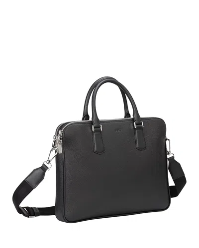 Hugo Boss Black Structured Leather Briefcase In 001