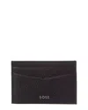 Hugo Boss New Crosstown Leather Card Holder In Black