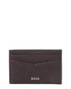Hugo Boss New Crosstown Leather Card Holder In Black