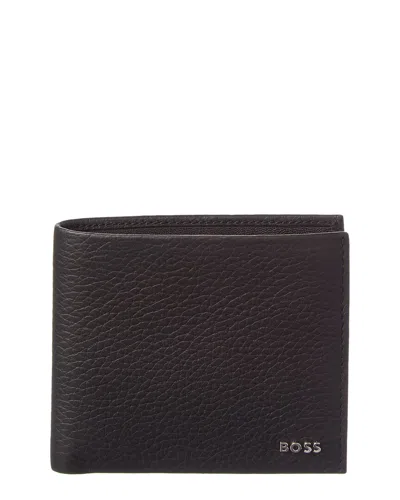 Hugo Boss New Crosstown Leather Wallet In Black