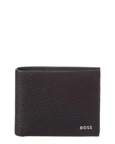 Hugo Boss New Crosstown Leather Wallet In Black
