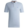 Hugo Boss Stretch-cotton Slim-fit Polo Shirt With Logo Patch In Blue