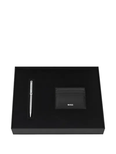 Hugo Boss Nexus Ballpoint Pen And Card Holder Set In Black