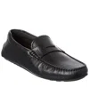 Hugo Boss Grained-leather Driver Moccasins With Logo Strap In Black