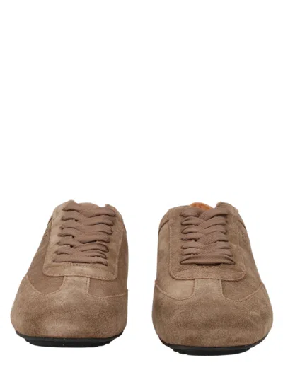 Hugo Boss Noel Low-top Rounded Toe Suede Sneakers In Brown