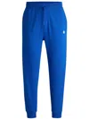 Hugo Boss Cotton-terry Tracksuit Bottoms With Smiley-face Logo Patch In Blue