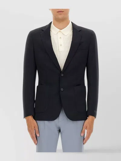 Hugo Boss Notch Lapel Jacket Button Cuffs Front Pockets In Blue