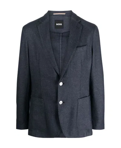 Hugo Boss Notched-lapel Single-breasted Blazer In Black