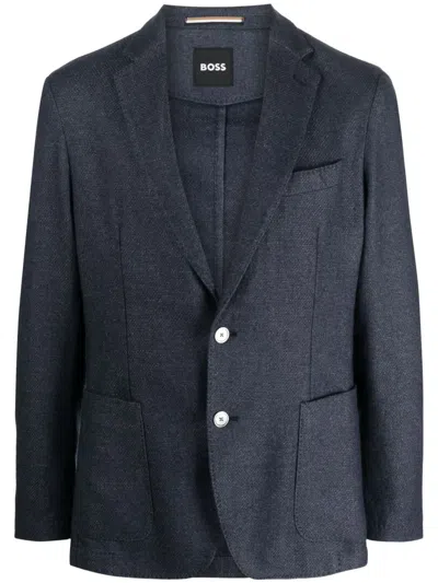 Hugo Boss Notched-lapel Single-breasted Blazer In Blue