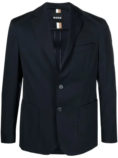 Hugo Boss Notched-lapels Single-breasted Blazer In Blue