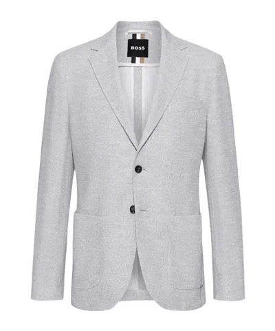 Hugo Boss Notched-lapels Single-breasted Blazer In Gray