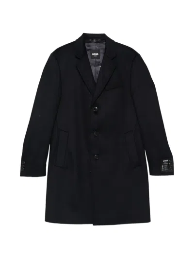 Hugo Boss Notch-lapel Single-breasted Coat In Black
